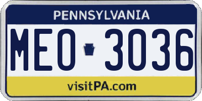 PA license plate MEO3036