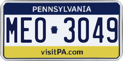 PA license plate MEO3049
