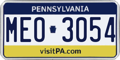 PA license plate MEO3054