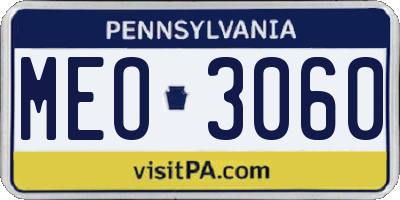 PA license plate MEO3060