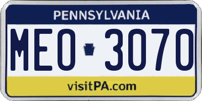 PA license plate MEO3070