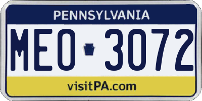 PA license plate MEO3072