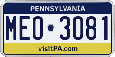 PA license plate MEO3081