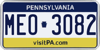 PA license plate MEO3082