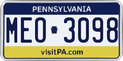 PA license plate MEO3098