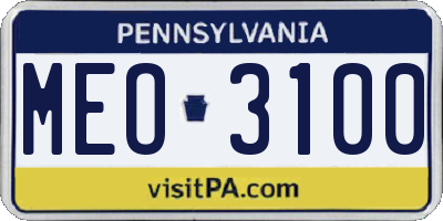 PA license plate MEO3100