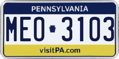 PA license plate MEO3103