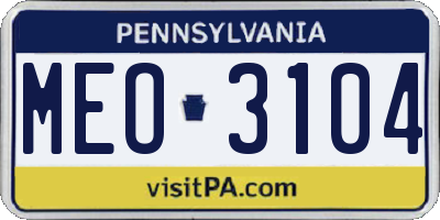 PA license plate MEO3104