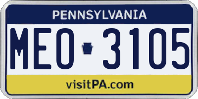 PA license plate MEO3105