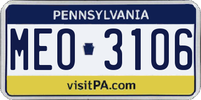 PA license plate MEO3106