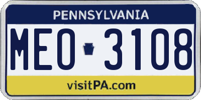 PA license plate MEO3108