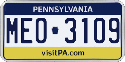 PA license plate MEO3109