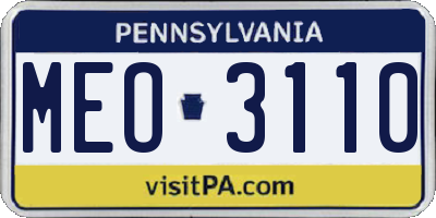 PA license plate MEO3110