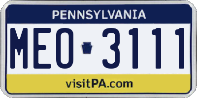 PA license plate MEO3111
