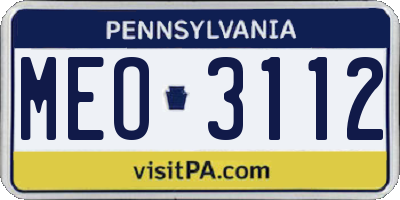 PA license plate MEO3112