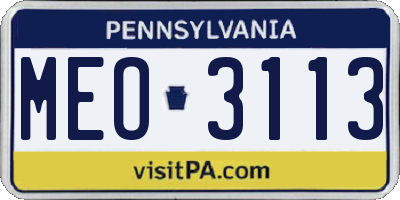 PA license plate MEO3113