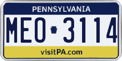 PA license plate MEO3114