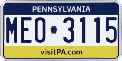 PA license plate MEO3115