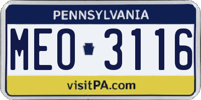 PA license plate MEO3116