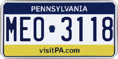 PA license plate MEO3118