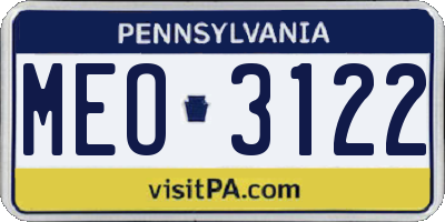 PA license plate MEO3122