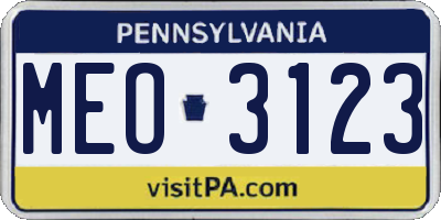 PA license plate MEO3123