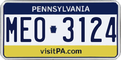 PA license plate MEO3124