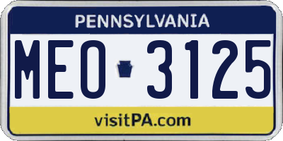 PA license plate MEO3125