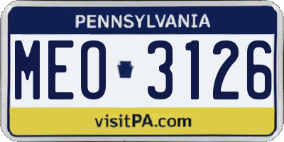 PA license plate MEO3126