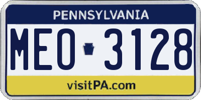 PA license plate MEO3128