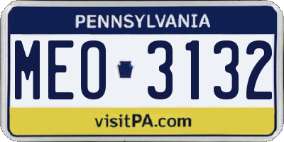 PA license plate MEO3132