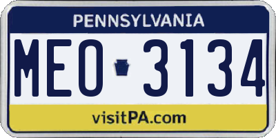 PA license plate MEO3134