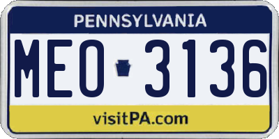 PA license plate MEO3136