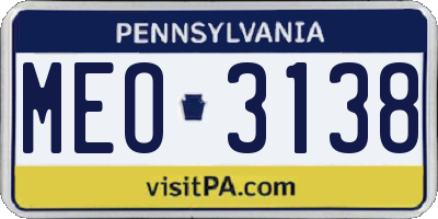 PA license plate MEO3138