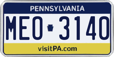 PA license plate MEO3140