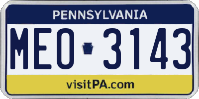 PA license plate MEO3143