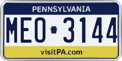 PA license plate MEO3144