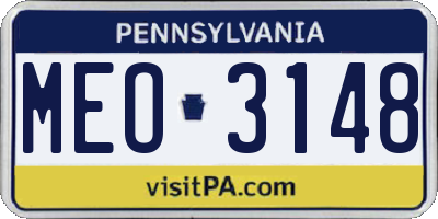 PA license plate MEO3148