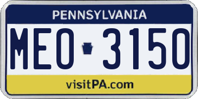 PA license plate MEO3150