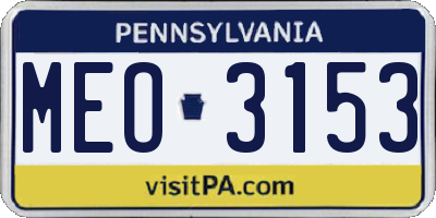 PA license plate MEO3153