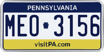 PA license plate MEO3156