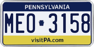 PA license plate MEO3158