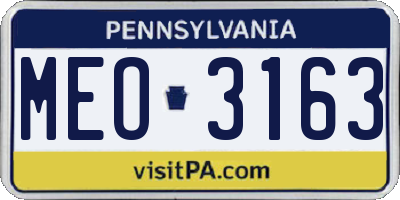 PA license plate MEO3163