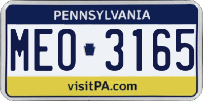 PA license plate MEO3165
