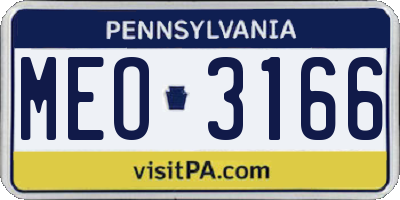 PA license plate MEO3166