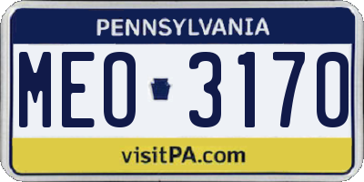 PA license plate MEO3170