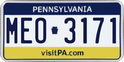 PA license plate MEO3171