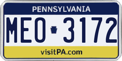 PA license plate MEO3172