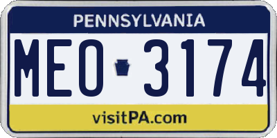 PA license plate MEO3174