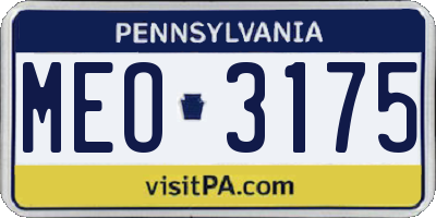 PA license plate MEO3175
